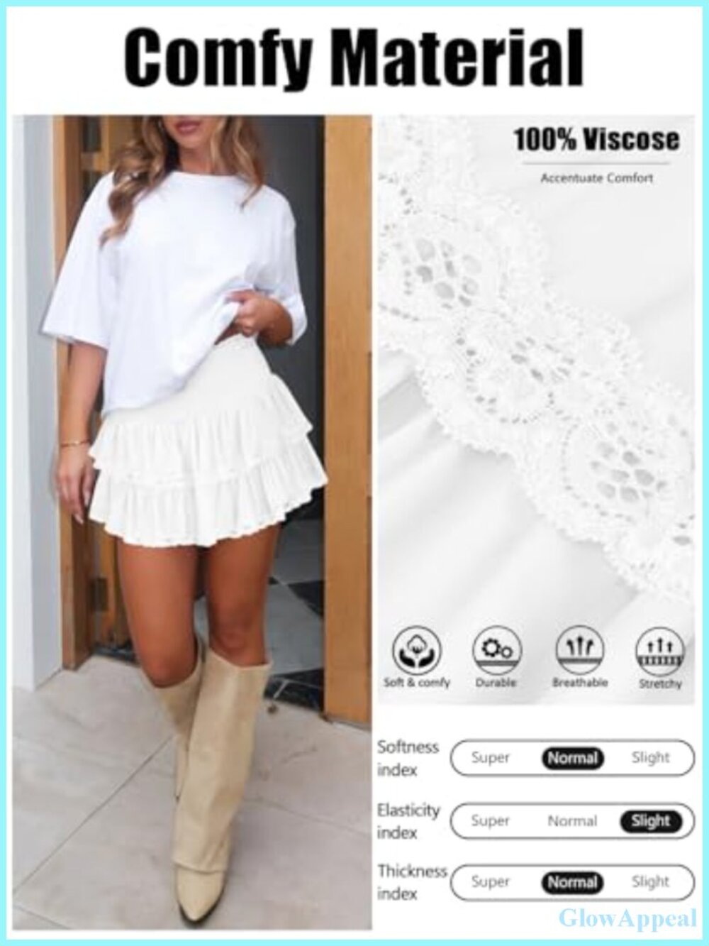 Women's Ruffle Skort Flowy Mini Skirt with Built-In Shorts for Summer, Golf, - Picture 5 of 6